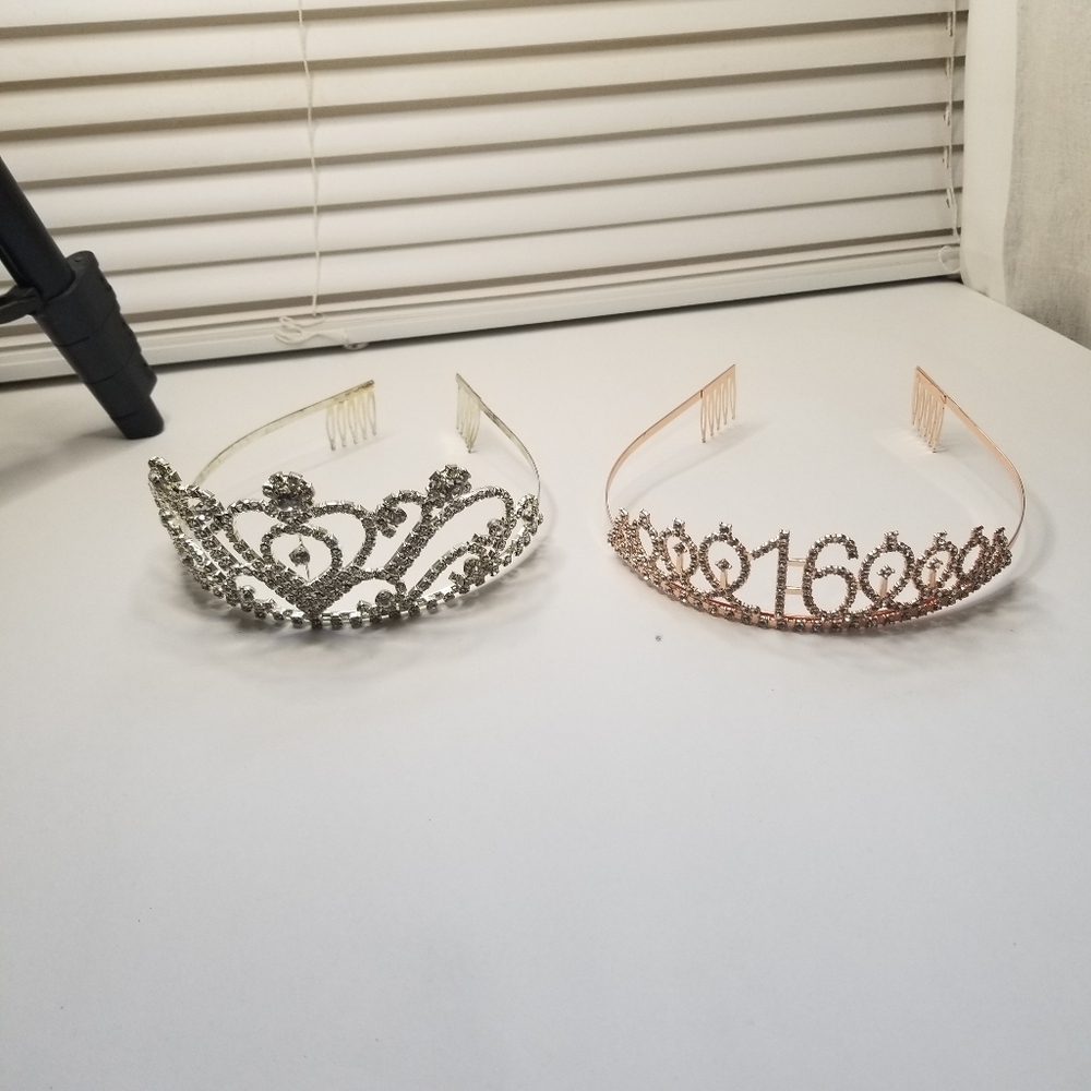 2 Metal And Rhinestone Ardene Tiaras.1 Silver In Color.1 Rose Gold. EUC
